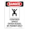Signmission OSHA, Confined Space Enter, 18in X 12in Rigid Plastic, 12" W, 18" H, Portrait, OS-DS-P-1218-V-1086 OS-DS-P-1218-V-1086 - alternate 1